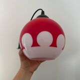 Retro opaline pendant light – Red & white