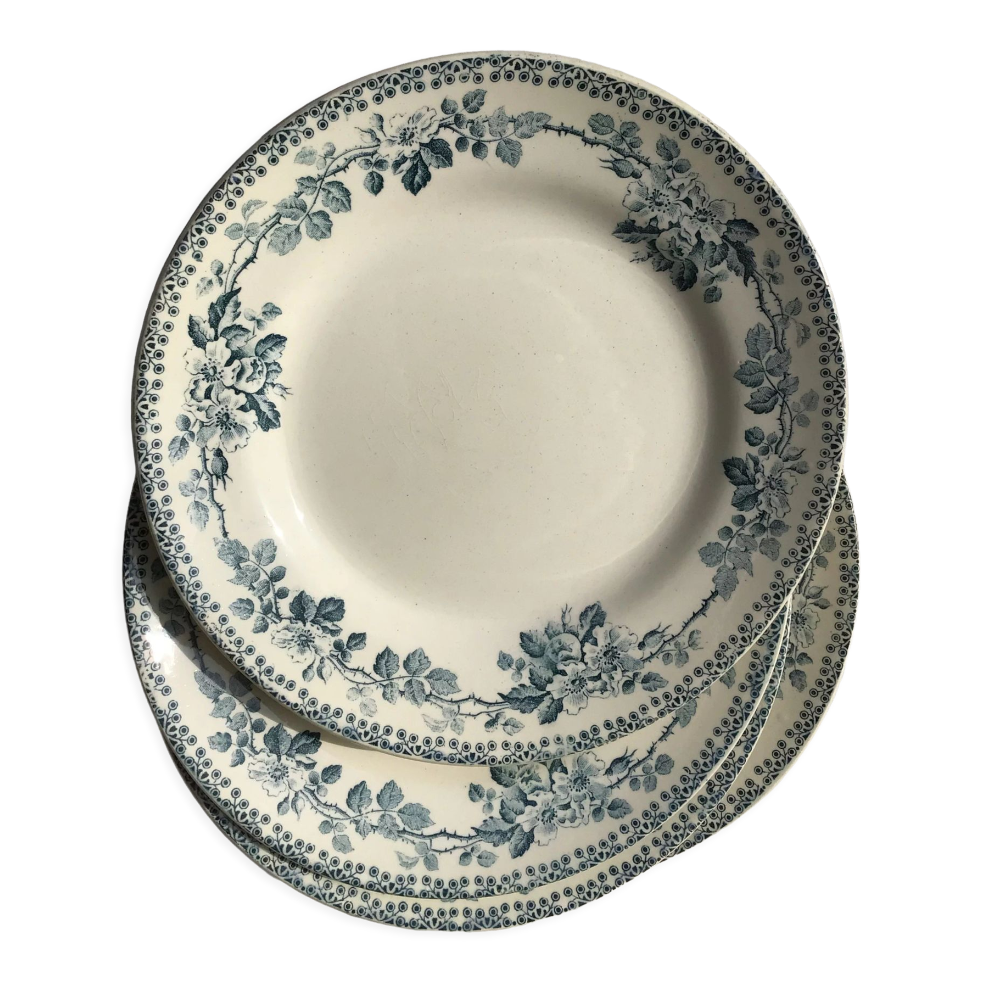 6 Flat plates Terre de Fer model Guadeloupe Debray gray blue