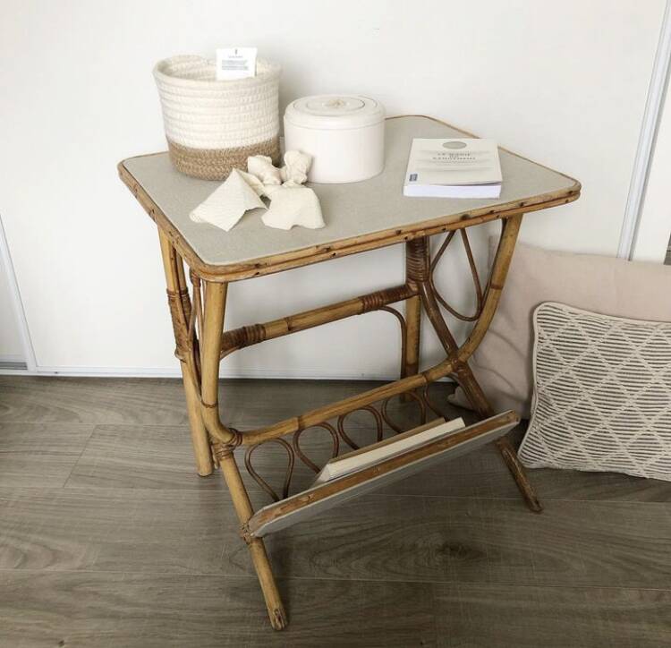 Vintage rattan bedside table