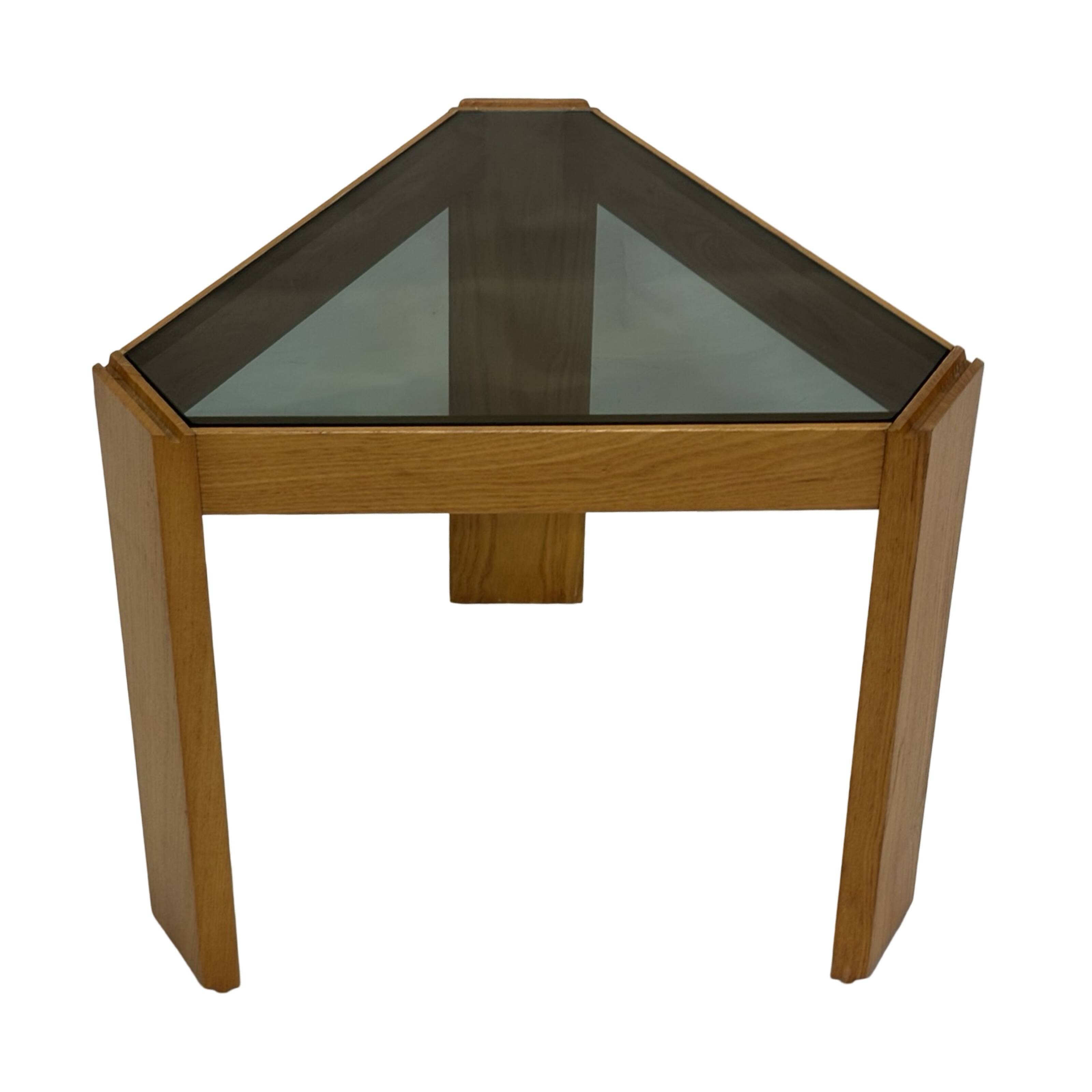 Vintage side table by Porada Arredi, 1970s wood and glass