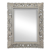 Mirror with a carved wooden frame, openwork, grey patina.