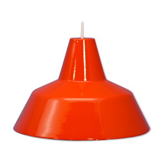 Danish enameled pendant in orange by Louis Poulsen, 1960s