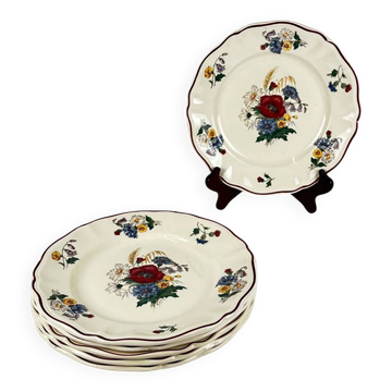Set of 6 flat plates "Agreste" Sarreguemines, 20th century.