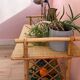 Rolling side table, serving cart, vintage rattan and wicker 60.