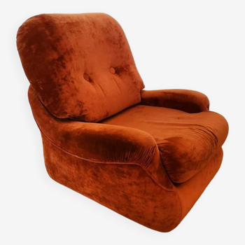 Vintage velvet brick armchair