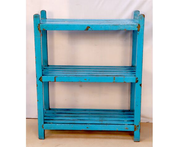 Burmese teak bookcase with original blue patina
