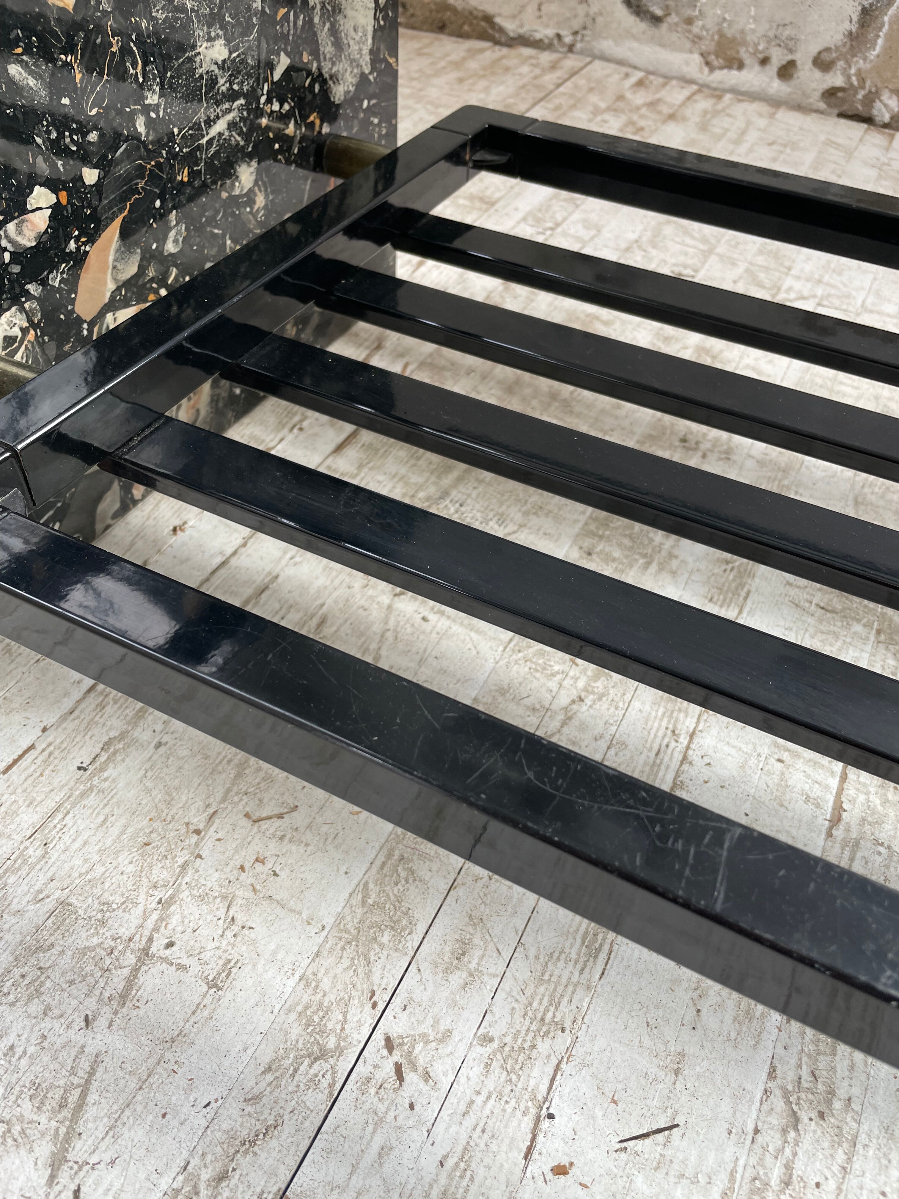 Coffee table year 80 Italian marble and glass