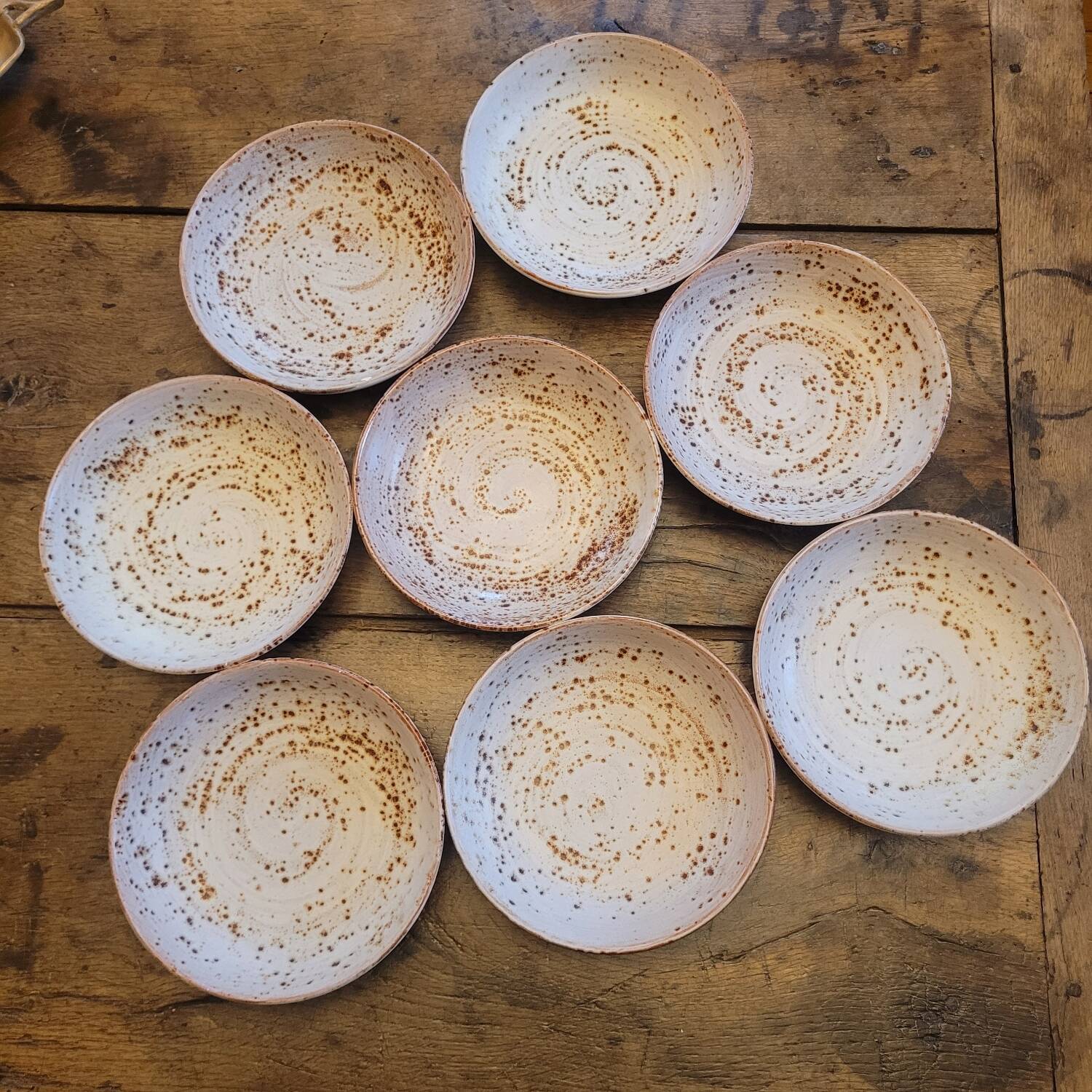 8 handmade soup plates in speckled stoneware – Ø 19.5 cm
