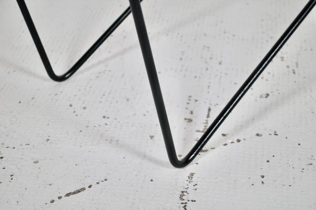 1950's glass and steel coffee table free form