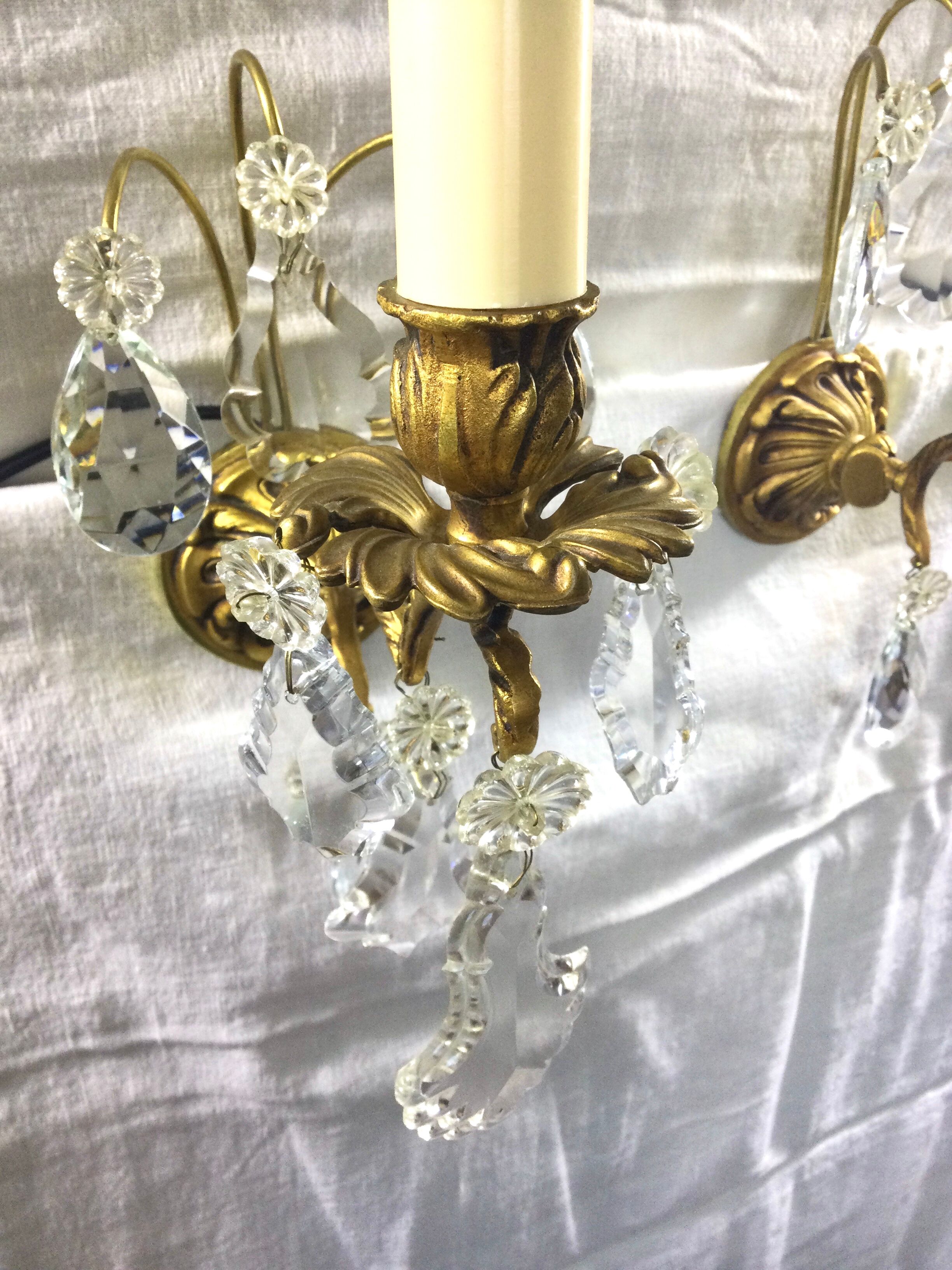 Pair of 2-light bronze sconces St Louis XV