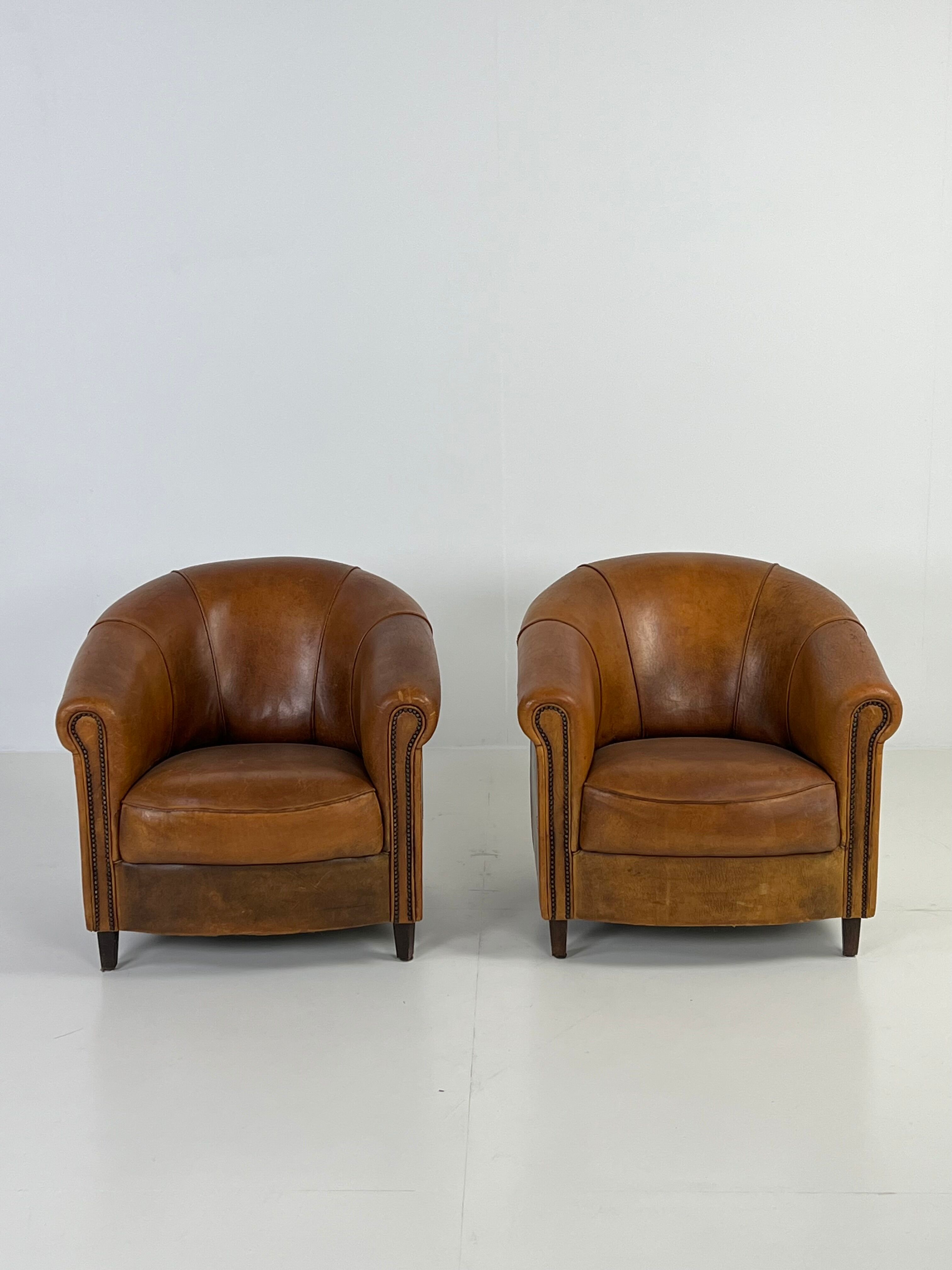 Set of 2 club armchairs