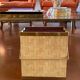 Hollywood regency brass and woven bamboo magazine rack, Metal Linea Nova Italy 1970