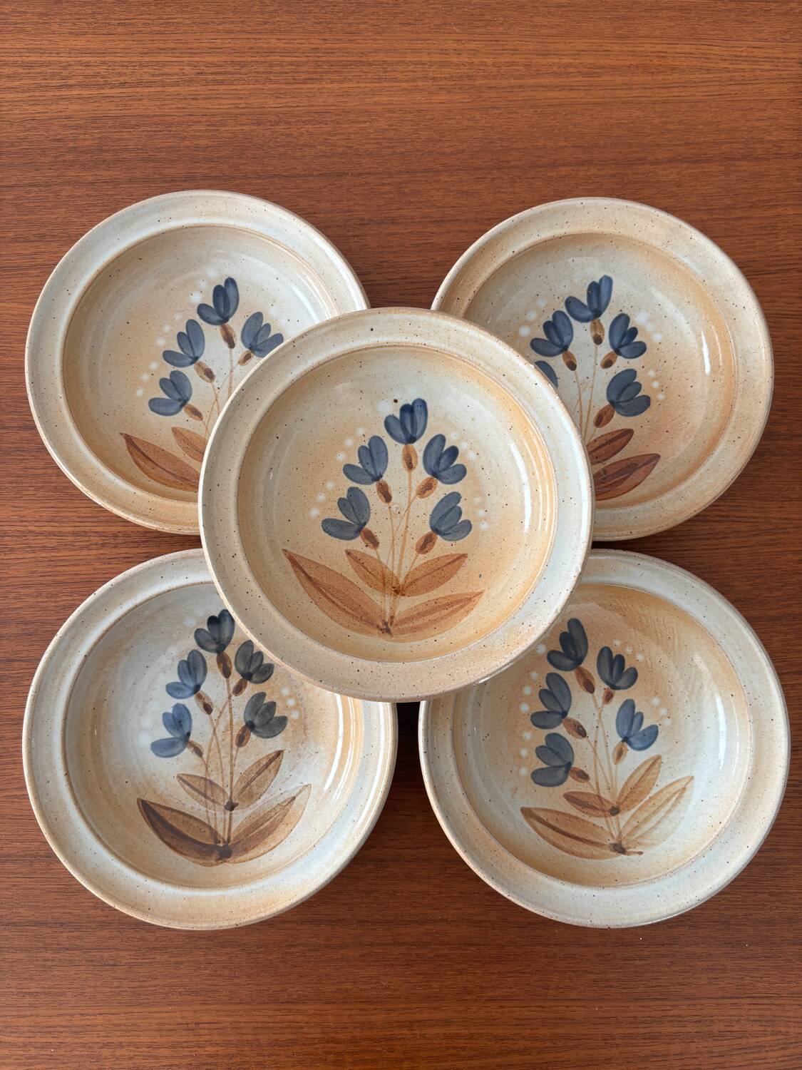 Set of 5 deep plates in stoneware – Atelier du Marais – Art ceramics