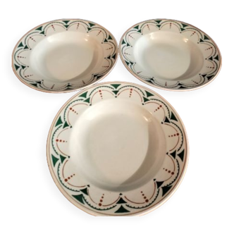 3 Assiettes creuses Lunéville modèle Saccao