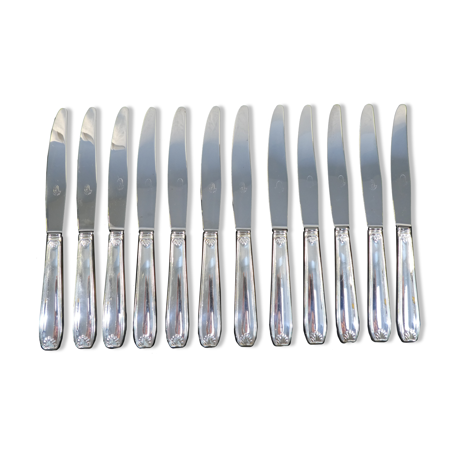 Box 12 knives entremet dessert silver metal cheese