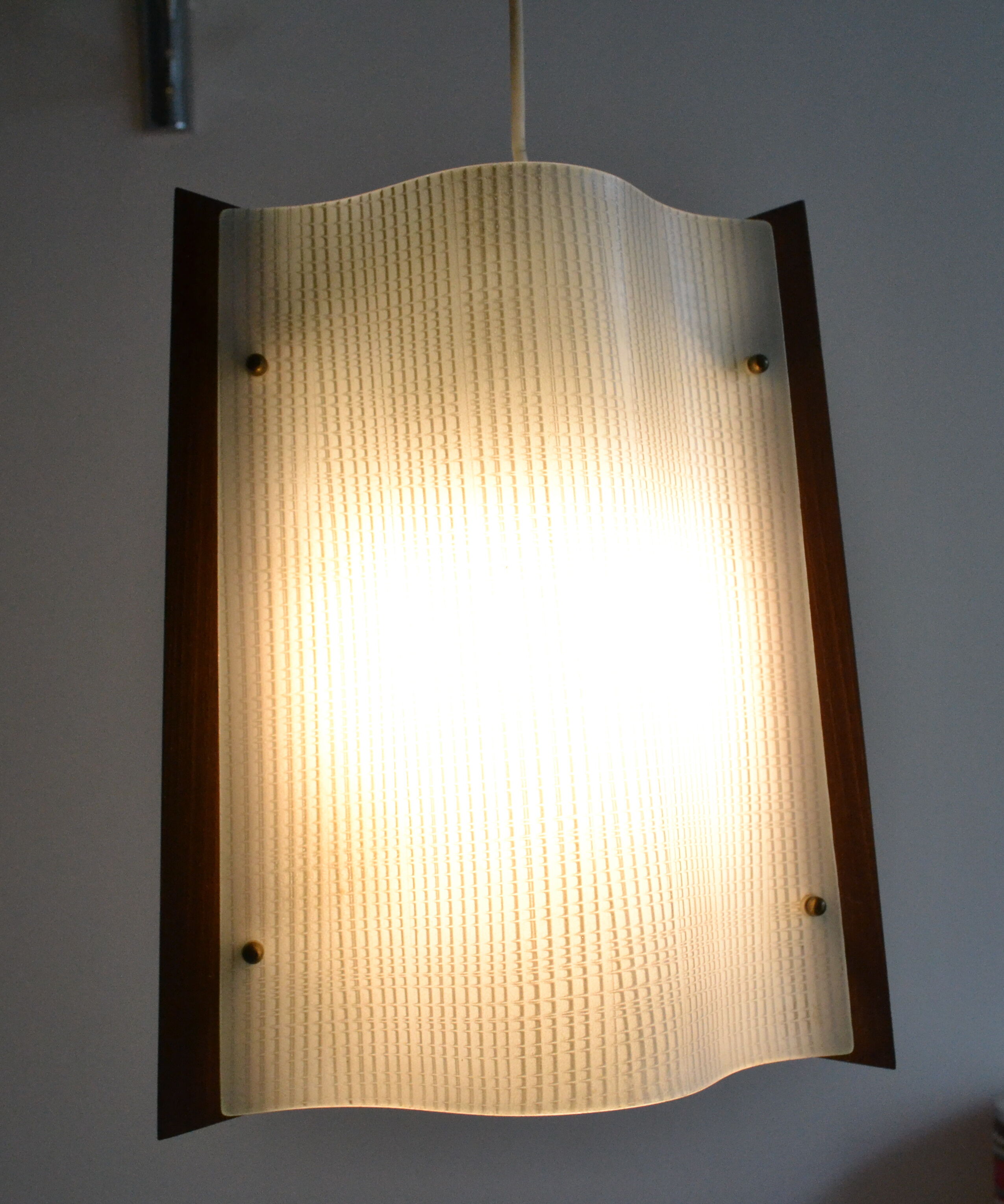 Scandinavian hanging chandelier teak and glass