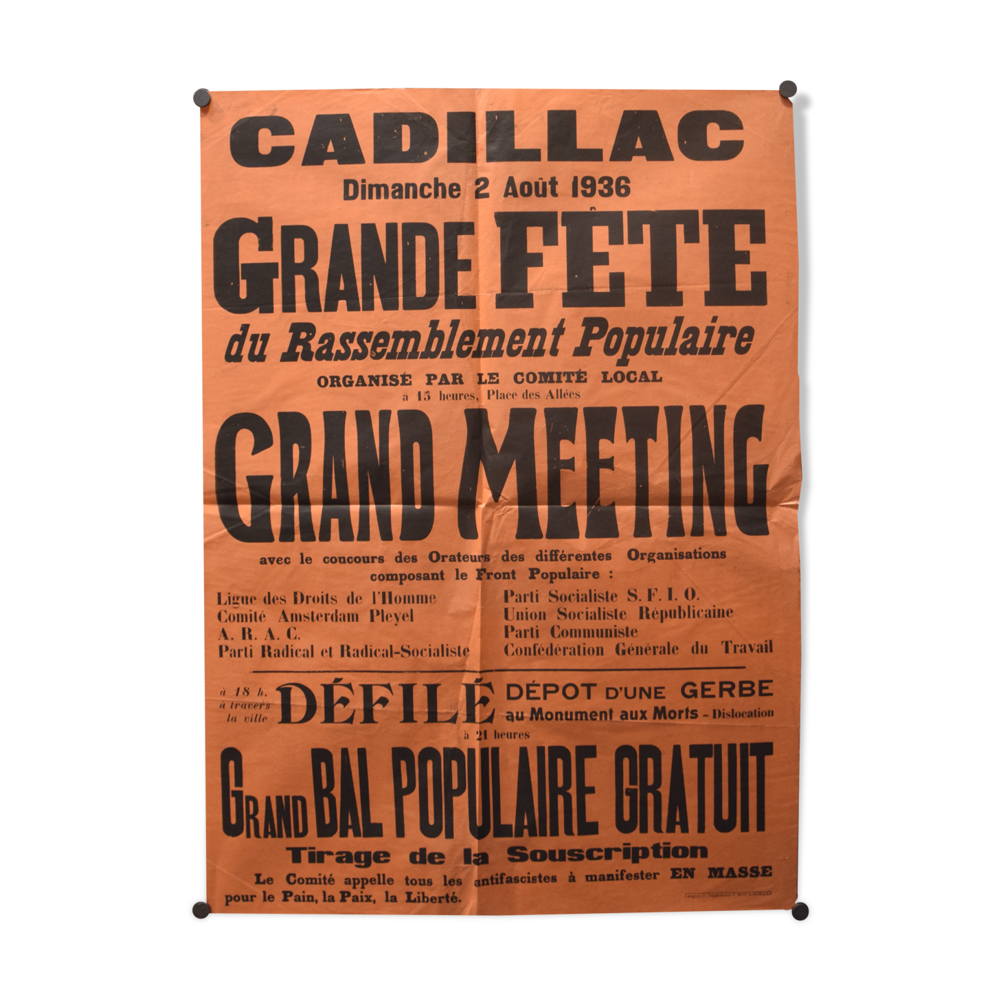 Poster "Great Festival of the People's Gathering" - Cadillac - 1936