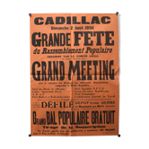 Affiche "Grande Fête du Rassemblement Populaire" Cadillac - 1936