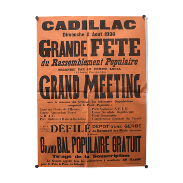 Poster "Great Festival of the People's Gathering" - Cadillac - 1936