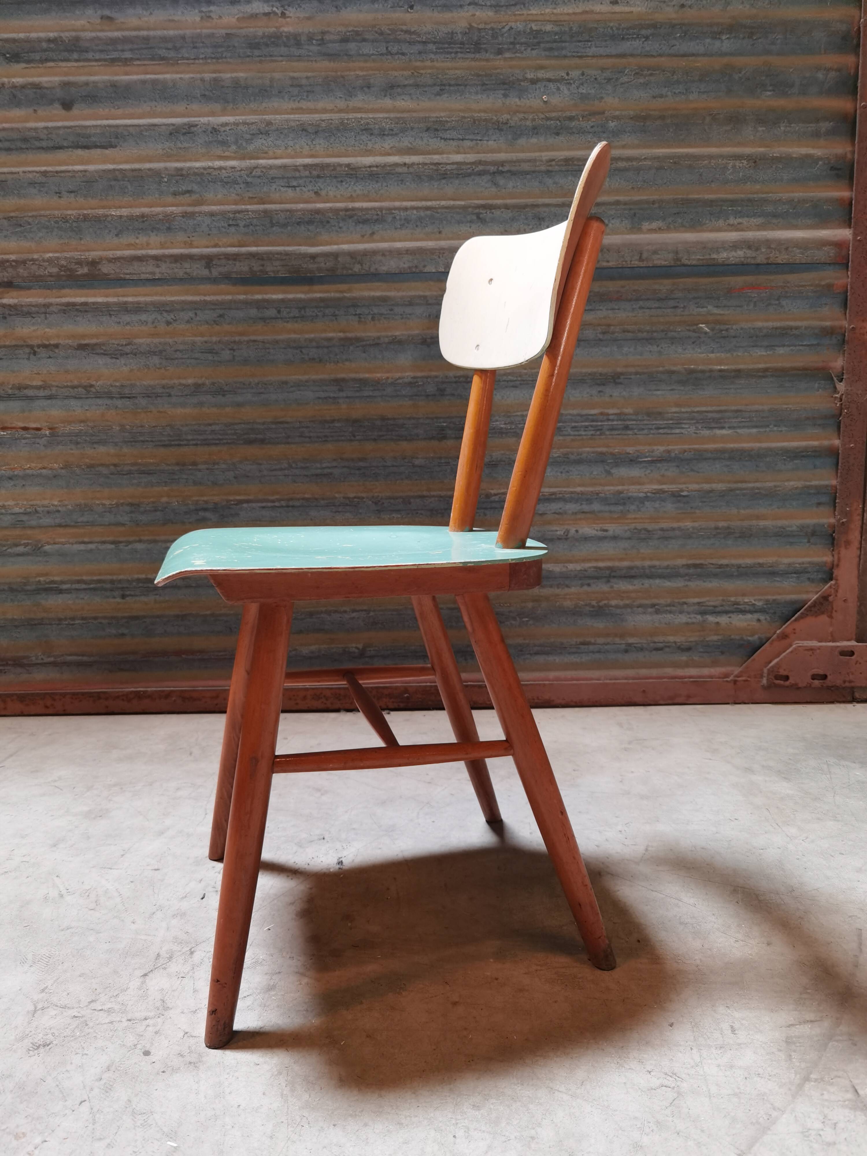 Chair ton light blue wood czech republic 1960