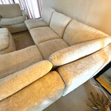 Modular corner sofa white pluche 7 elements