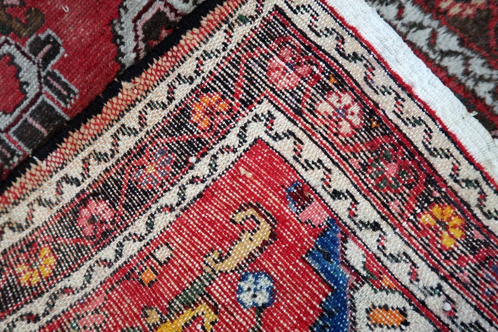 Handmade antique Persian Malayer runner rug 77cm x 382cm, 1920s