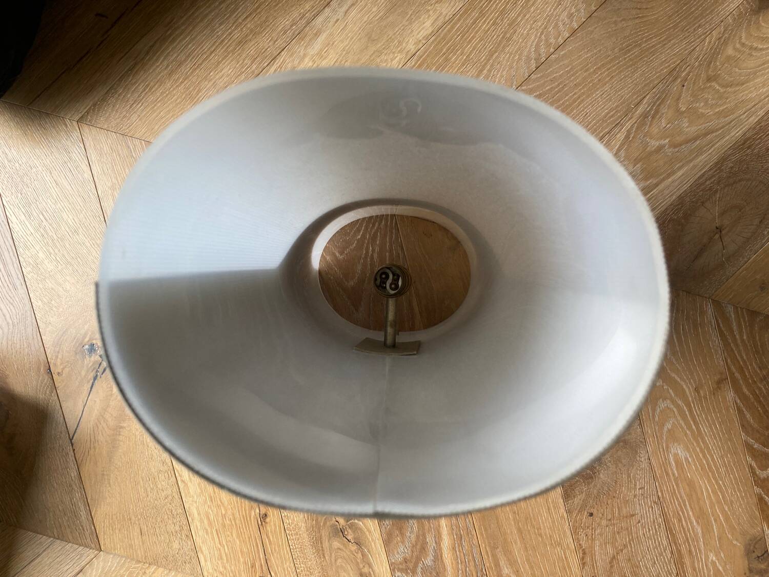 Brushed metal and ribbed opal plastic wall lights