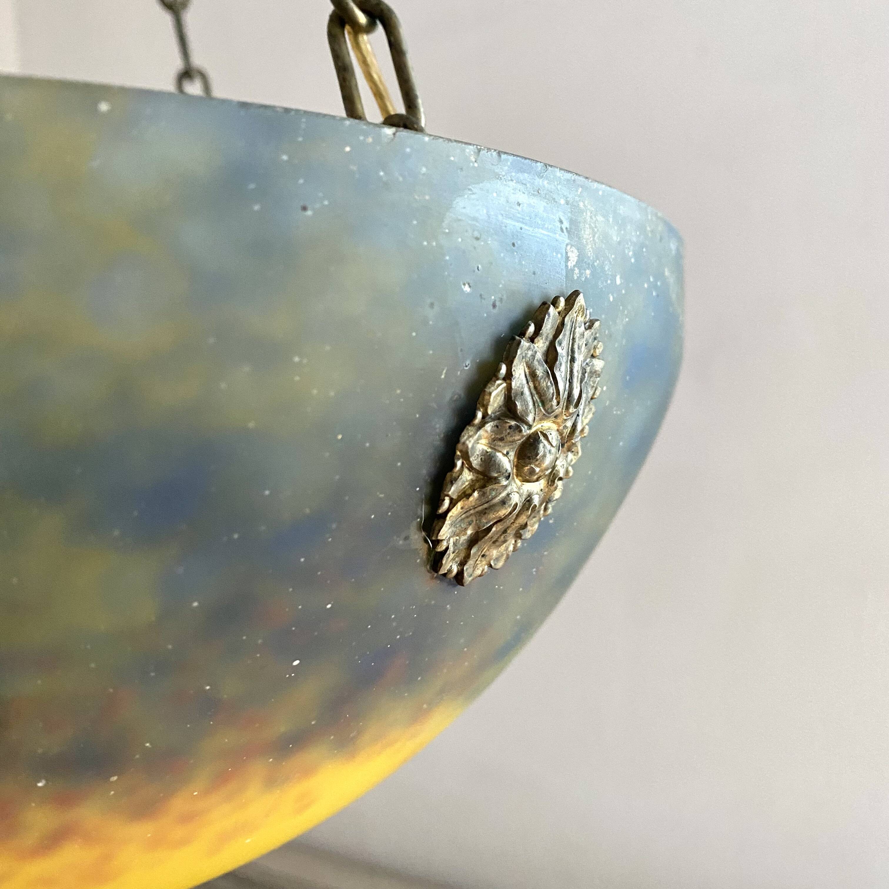 Art Nouveau glass paste suspension by Degué.