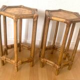 Pair of rattan bedside tables