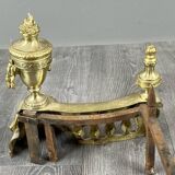 Pair of gilded bronze andirons, Louis XVI style, 20th century