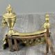 Pair of gilded bronze andirons, Louis XVI style, 20th century