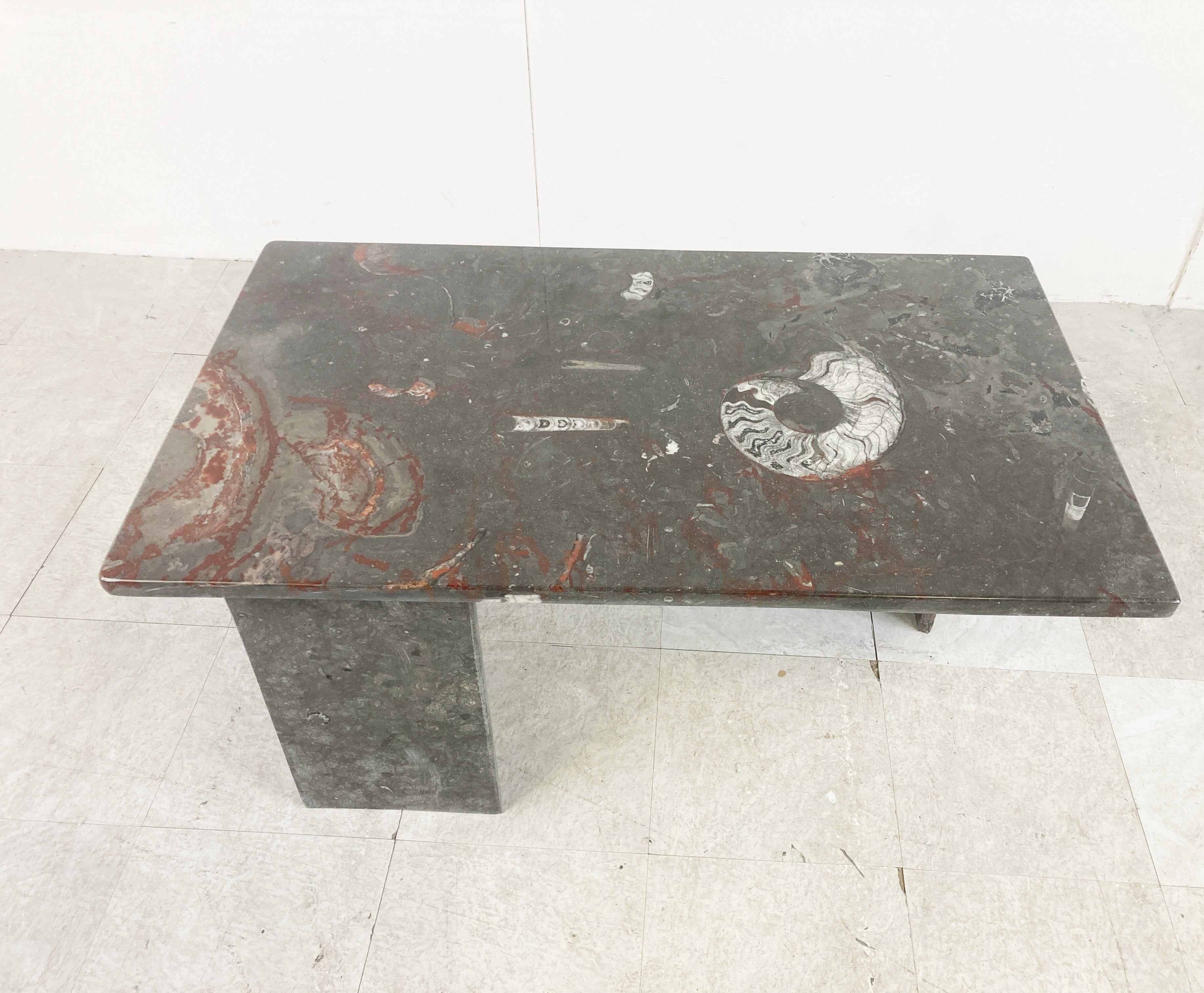 Vintage fossil stones coffee table, 1970s