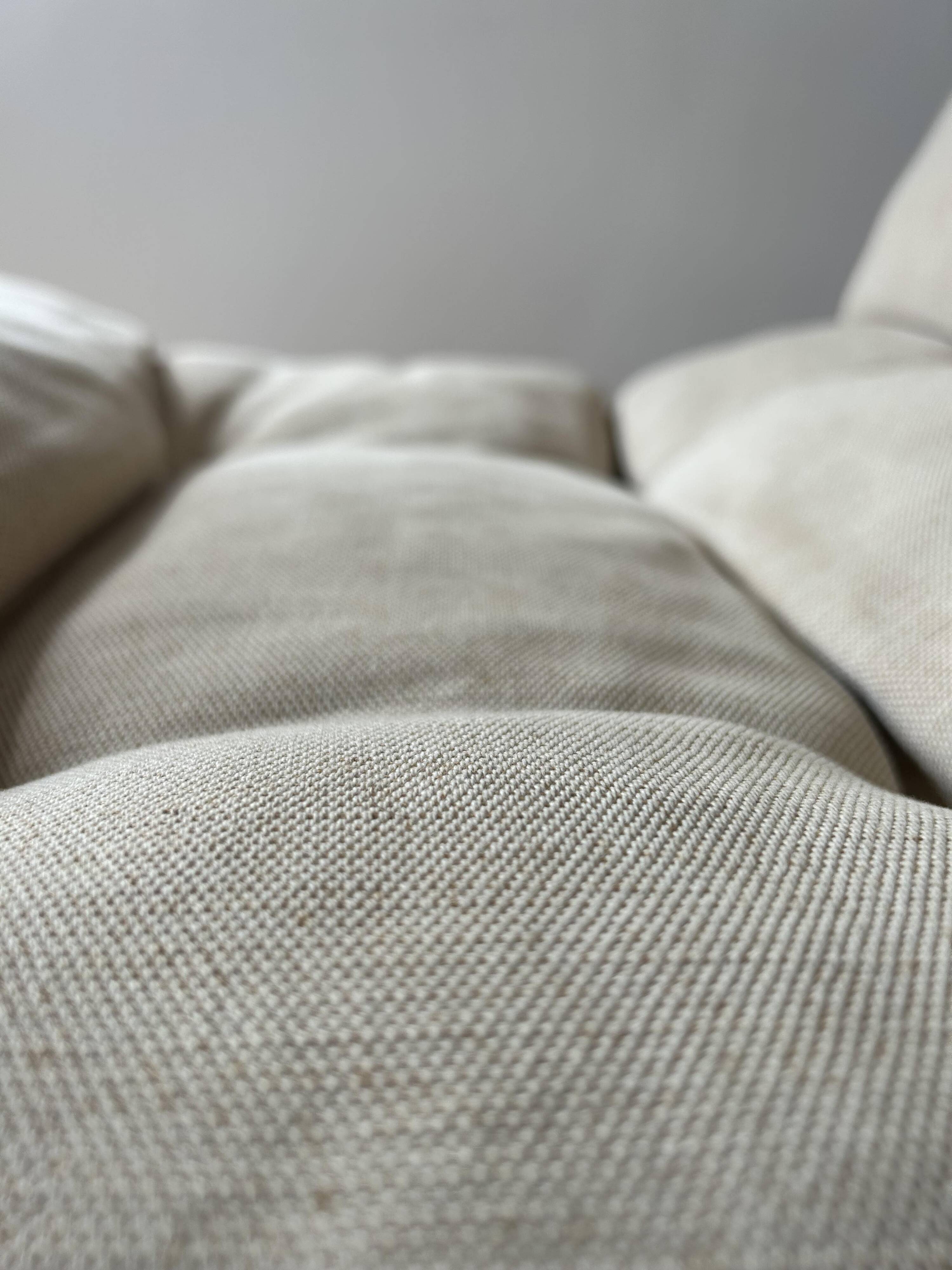 Vintage armchair Gillis Lundgren, beige and chrome canvas, Sweden 1970