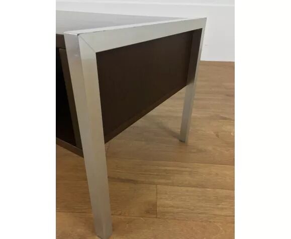 Coffee table wood and aluminum 70s