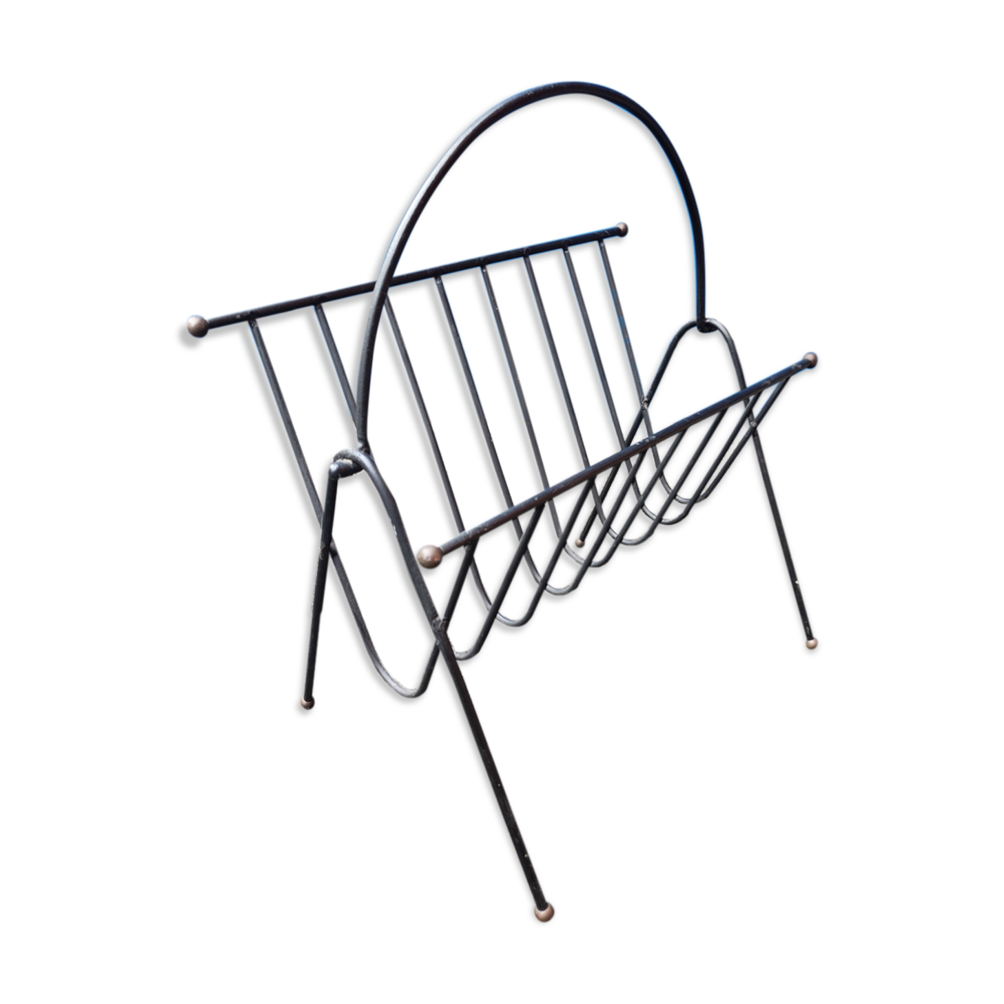 Magazine holder steel line vintage brass balls