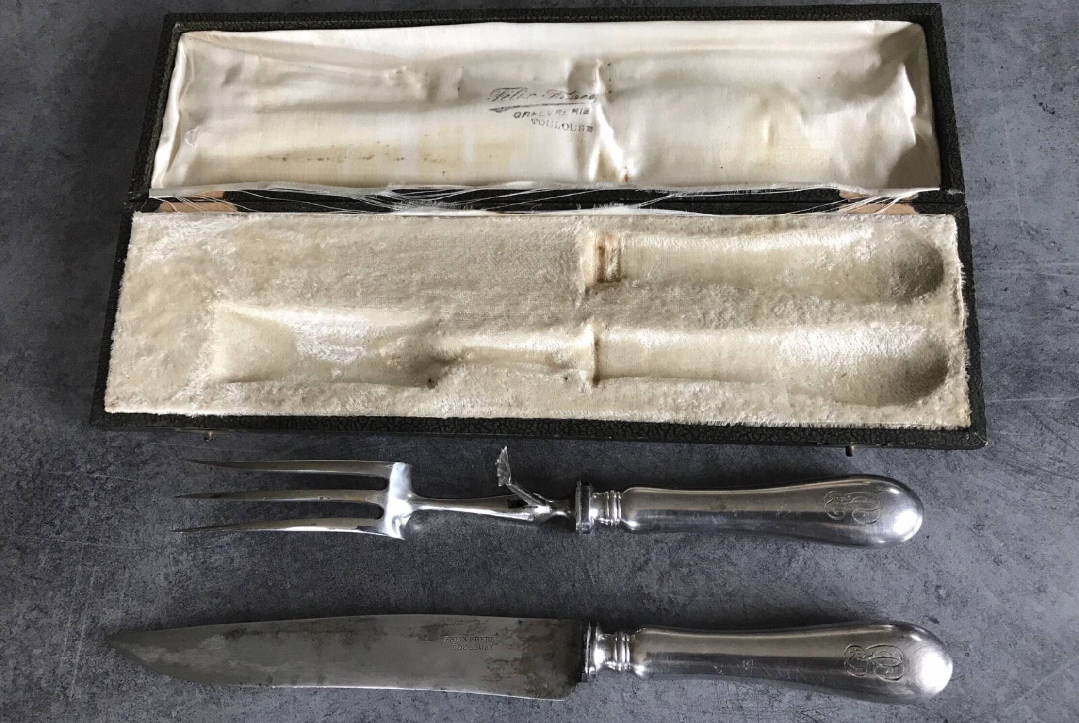 Carving cutlery set for leg of lamb, félix frères silverware