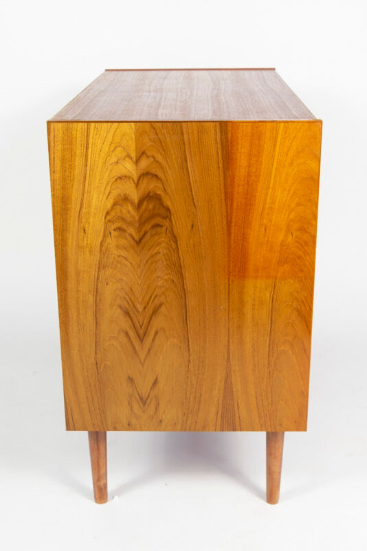 Teak slide door cabinet, made in Sweden, marked swan, 1960s