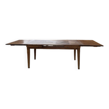 Table de ferme XIXème chêne 270cm avec allonges