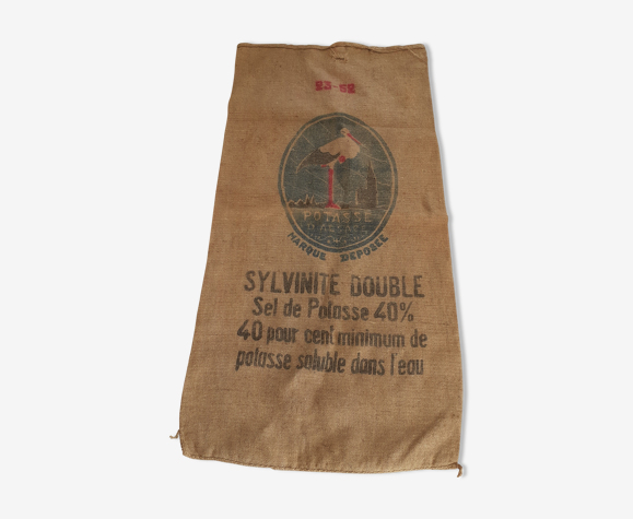 Sac en jute: potasse d'alsace dessin cigogne