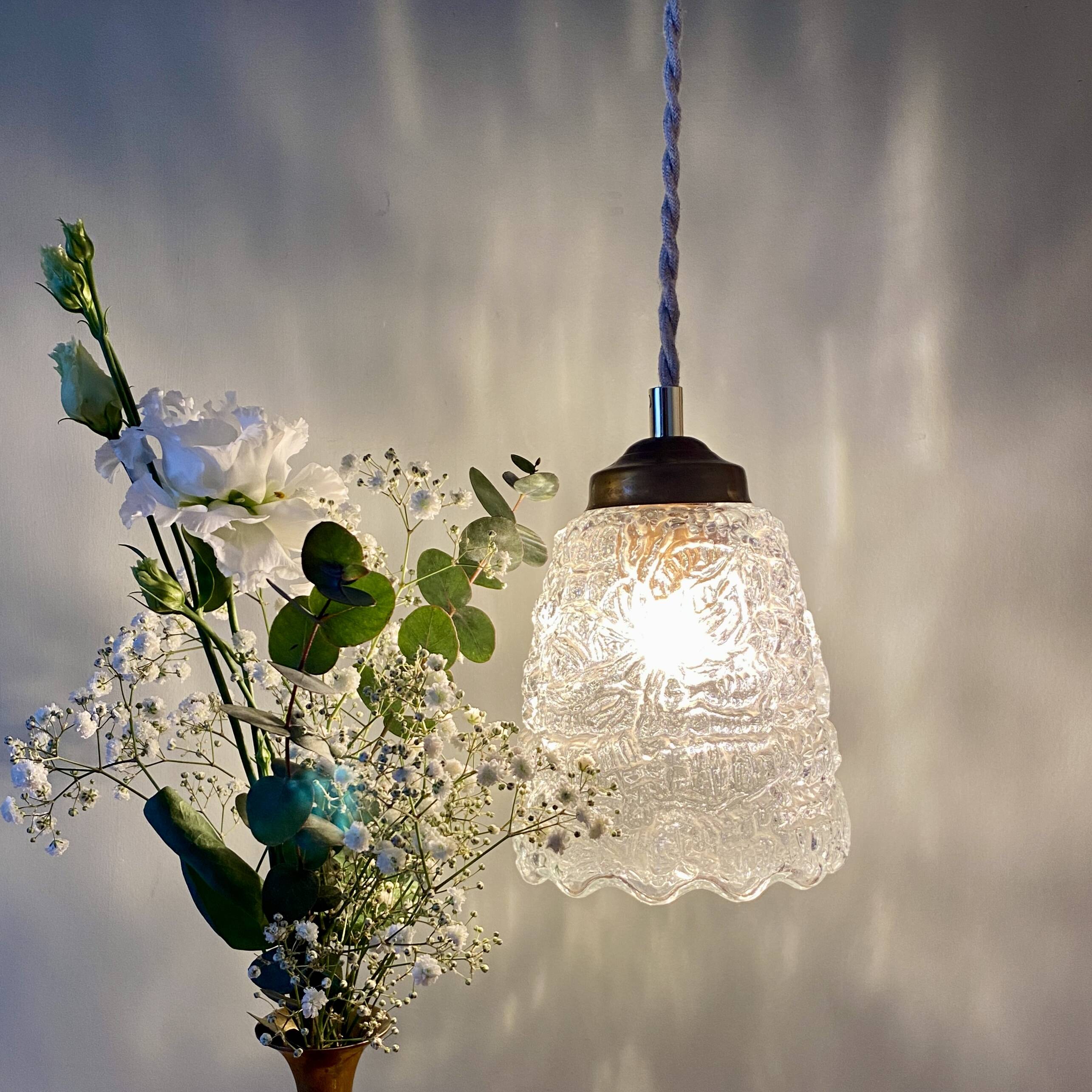 Vintage globe pendant in molded glass