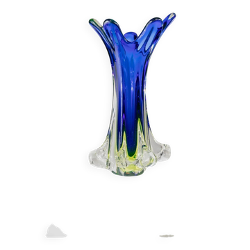 Vase XXL Fratelli Toso - verre de Murano bleu, Italie, années 1970