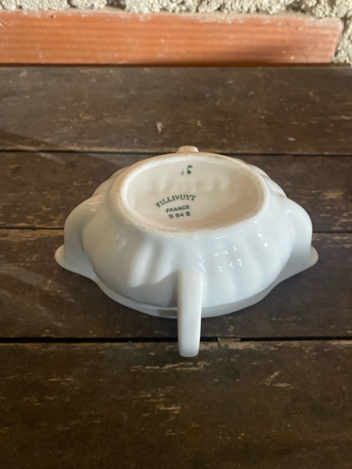 Double Sauce Boat Antique PILLIVUYT Gras & Maigre White Porcelain #D