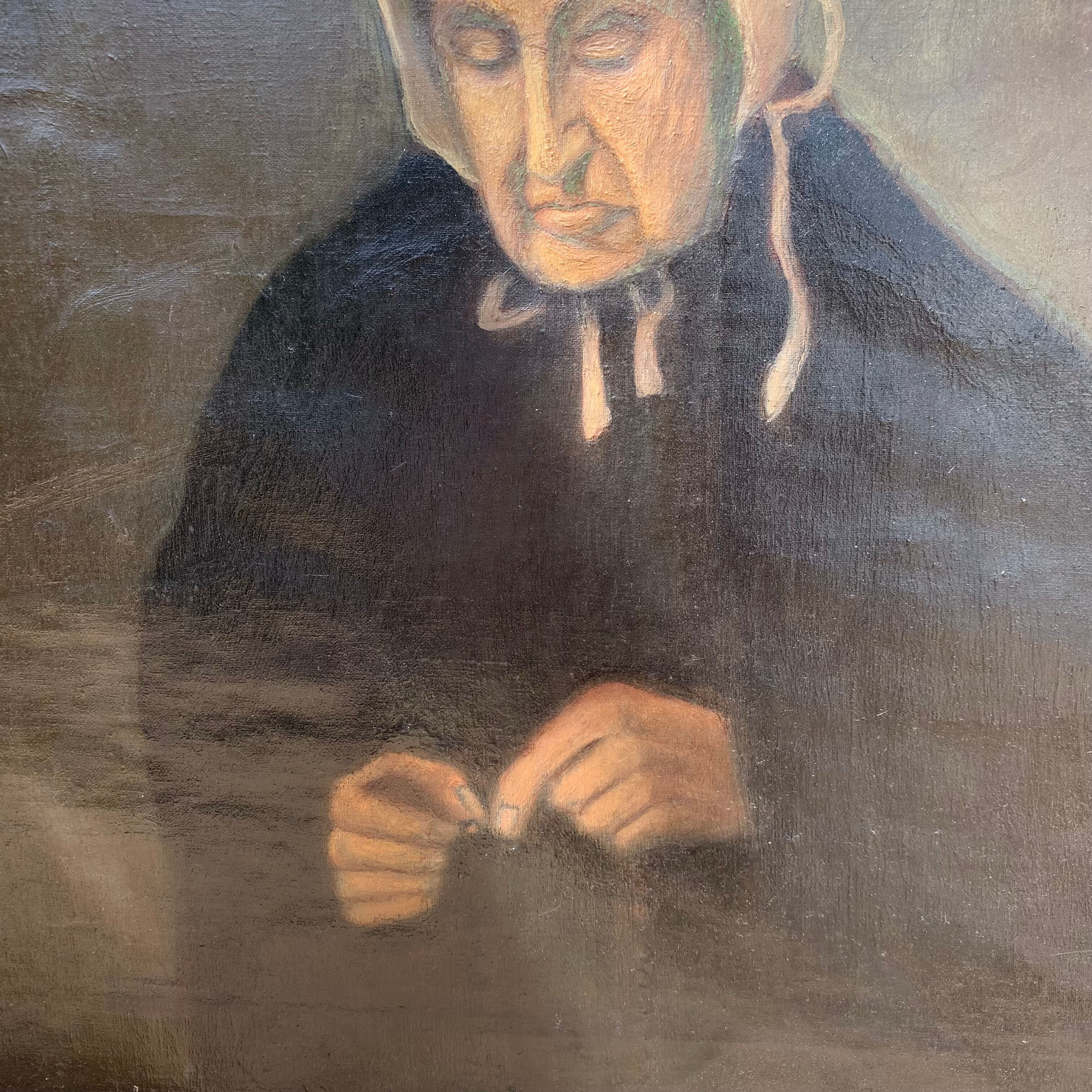 Portrait de dame signé "la tricoteuse"