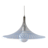 Vintage Trumpet Pendant Lamp Meblo Blue Plastic Hanging Light 1970's