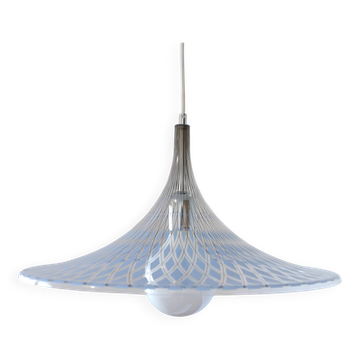 Suspension trompette vintage Meblo en plastique bleu, années 1970
