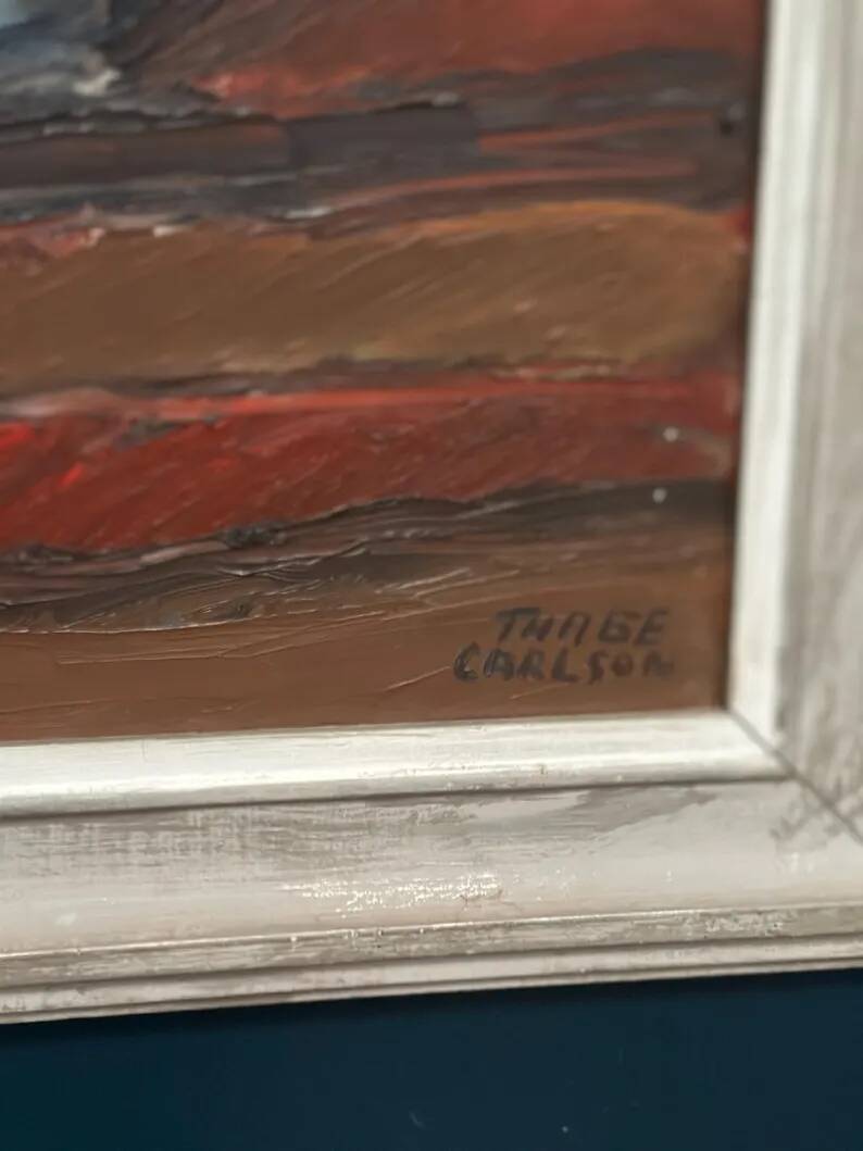 Original Swedish Oil on Panel – “Rustic Landscape” by Thage Carlson – Signed – Vintage & Framed – 72 × 61 cm (28.3" × 24")