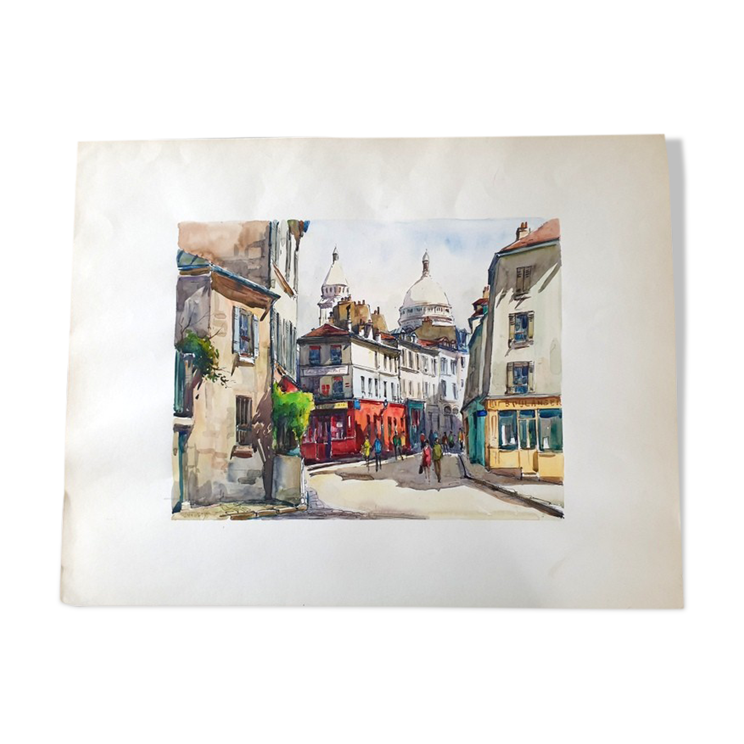 André Duculty (1912-1990) Watercolor on paper "Le Sacré Coeur, Le consulat, Paris" Signed