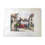 André Duculty (1912-1990) Watercolor on paper "Le Sacré Coeur, Le consulat, Paris" Signed