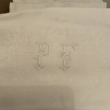 6 serviettes damassé lin/soie .monogramme  pc/pf/pb