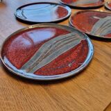 5 glazed stoneware plates, pottery from Brittany
